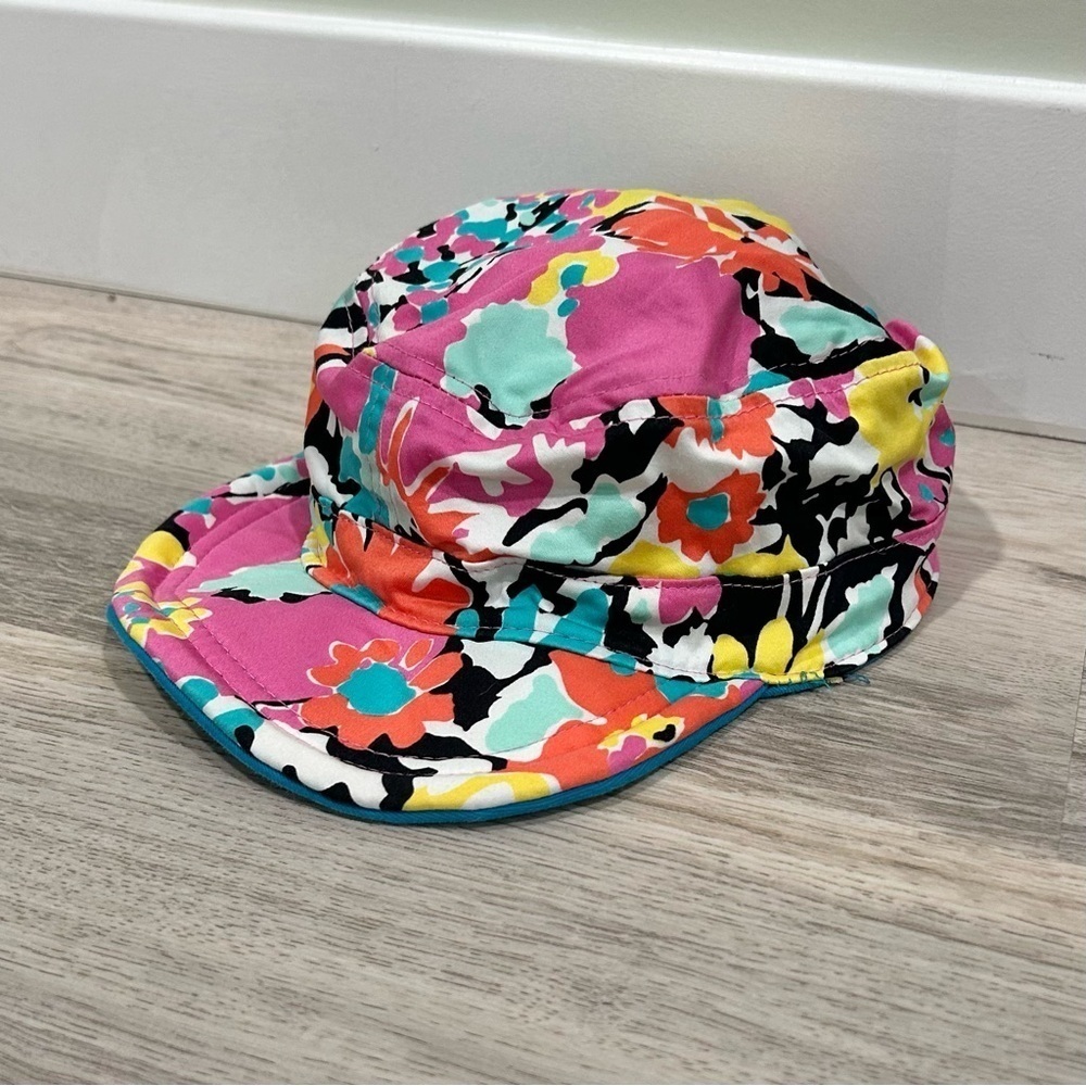 Lady Hagen Floral Turquoise Reversible Golf Hat Cap Elastic Back One Size